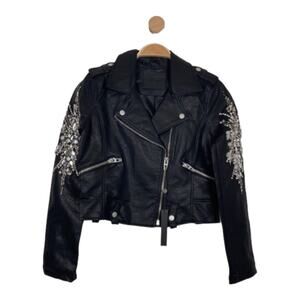 BLANK NYC WOMENS BLACK LONG SLEEVES EMBELLISHED BIKER SIZE XS